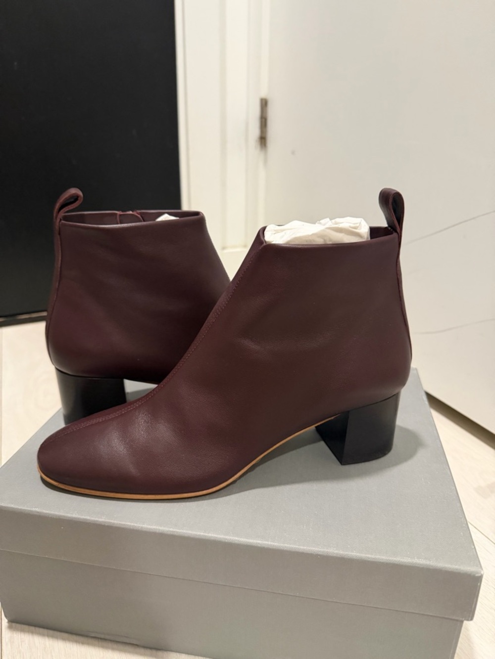 Everlane Burgundy Leather Ankle Booties